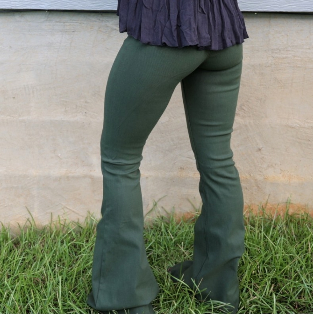 Olive Green Bell Bottom Flares - Picture 2 of 2